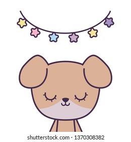 cute dog animal with garlands hanging