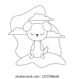 cute dog animal in landscape scene
