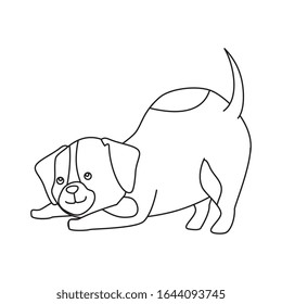 cute dog animal line style icon vector illustration design