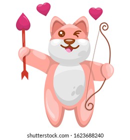 cute dog with arrow and love cartoon vector