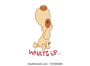 Cute Dog asking whats up. Vector Illustration. Isolated on white background.