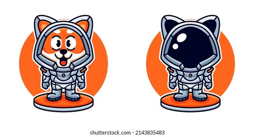 Cute dog the astronaut cartoon vector icon illustration 