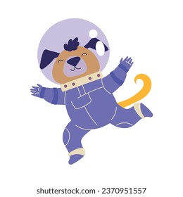 Cute Dog Astronaut Character in Space Suit Vector Illustration