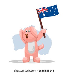 CUTE DOG WITH AUSTRALIA FLAG CARTOON VECTOR
