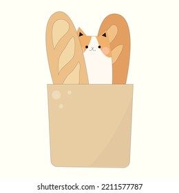 lindo perro en una bolsa de pan