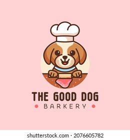 CUTE DOG BAKERY MASCOT LOGO, ICON, STICKER, AND T-SHIRT