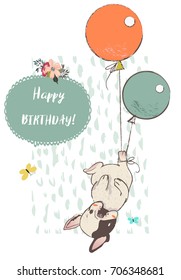 cute dog with balloons