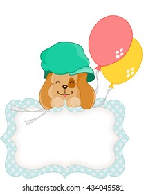 Cute dog with balloons blank gift tag

