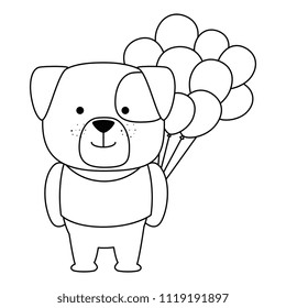 cute dog with balloons helium character