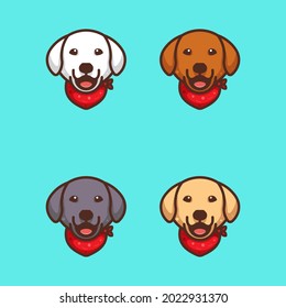 cute dog with bandana for character, icon, logo, sticker and illustration.