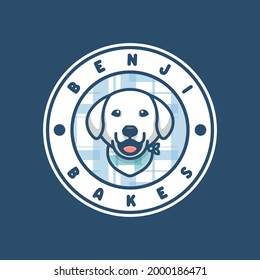 cute dog with bandana logo. suitable for your brand company.