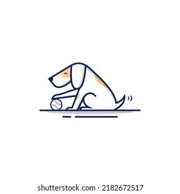 Perro con diseño de logotipo de béisbol ilustración vectorial