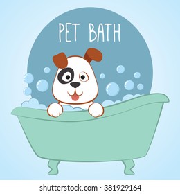 Cute dog bathing