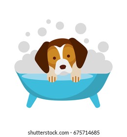 Cute Dog Bathing Tub Stock Vector (Royalty Free) 675714685 | Shutterstock