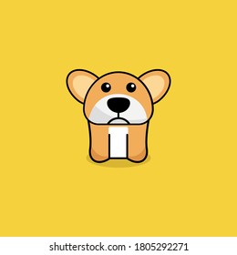 cute dog behavior logo design template. vector illustration. 