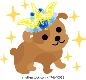 The cute dog and a big crown