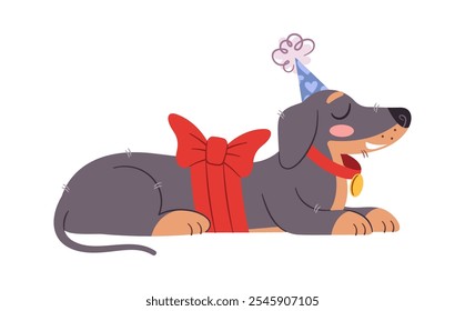 Cute dog birthday present illustration