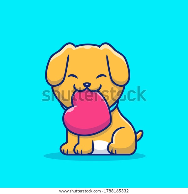 愛の漫画のベクター画像アイコンイラストをほのめかすかわいい犬 動物の愛のアイコンコンセプト分離型プレミアムベクター画像 フラットカートーンスタイル のベクター画像素材 ロイヤリティフリー