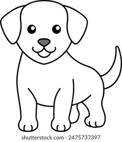 Cute Dog black and white vector illustration for coloring book