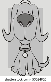 cute dog black and white vector illustration