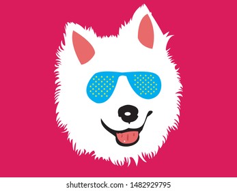 Cute Dog with Blue Glasses and Yellow Stars Illustration - Vector Illustration