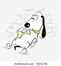 Cute dog with a bone