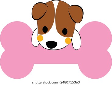 Cute dog with bone cartoon