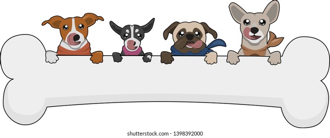 Cute Dog with bone  Cartoon Design	
