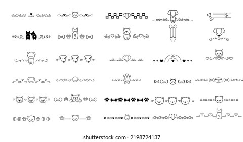 Cute dog border cartoon ,element, outline icon.vector illustration