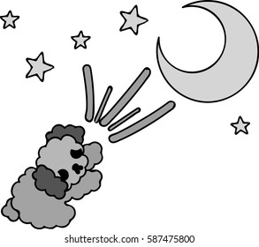 The cute dog is bowling to the moon