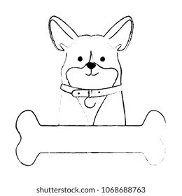 cute dog breed with bone character