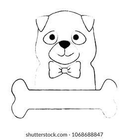 cute dog breed with bone character