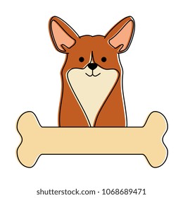 cute dog breed with bone character