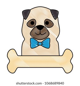 cute dog breed with bone character
