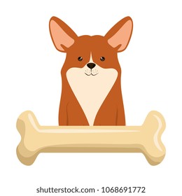 cute dog breed with bone character
