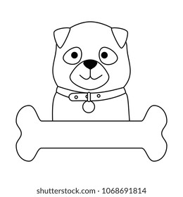 cute dog breed with bone character