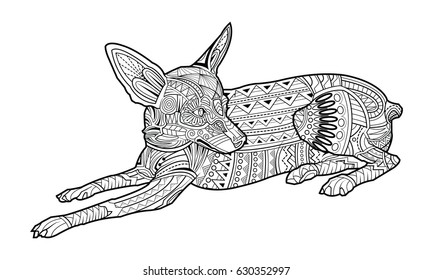 Cute dog of breed Chihuahua coloring page. vector illustration