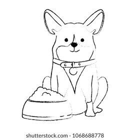 cute dog breed with dish food character