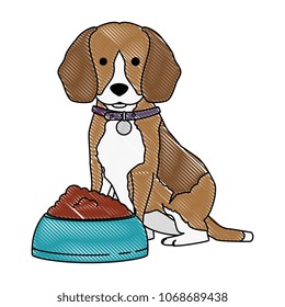 cute dog breed with dish food character