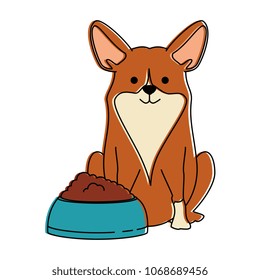 cute dog breed with dish food character