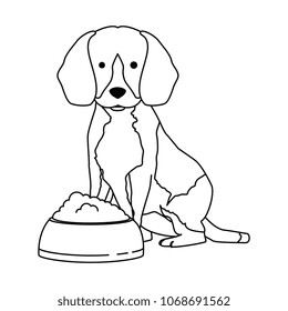 cute dog breed with dish food character
