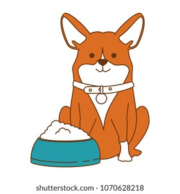 cute dog breed with dish food character