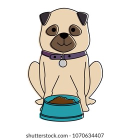 cute dog breed with dish food character