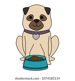 cute dog breed with dish food character