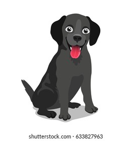 Cute dog, breed Labrador. Vector illustration on white background. Friend of human. Symbol of the new year 2018.