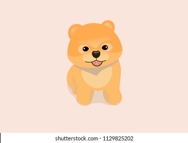 Cute dog breed Pomeranian vector illustration. It can be used for sticker, wallpaper, T-shirt, postcard, mug and others