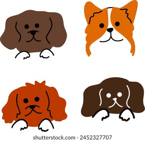 Lindas Razas De Perros - Ilustración vectorial | Caras de perro adorables