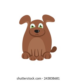 Cute dog with brown hair, vector illustration of funny doggy