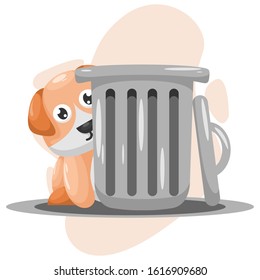 CUTE DOG IN THE BUCKET CARTOON VECTOR