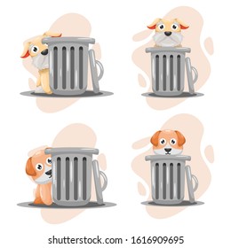 CUTE DOG IN THE BUCKET CARTOON VECTOR